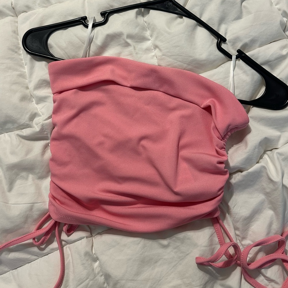 Pink Strapless Crop Top